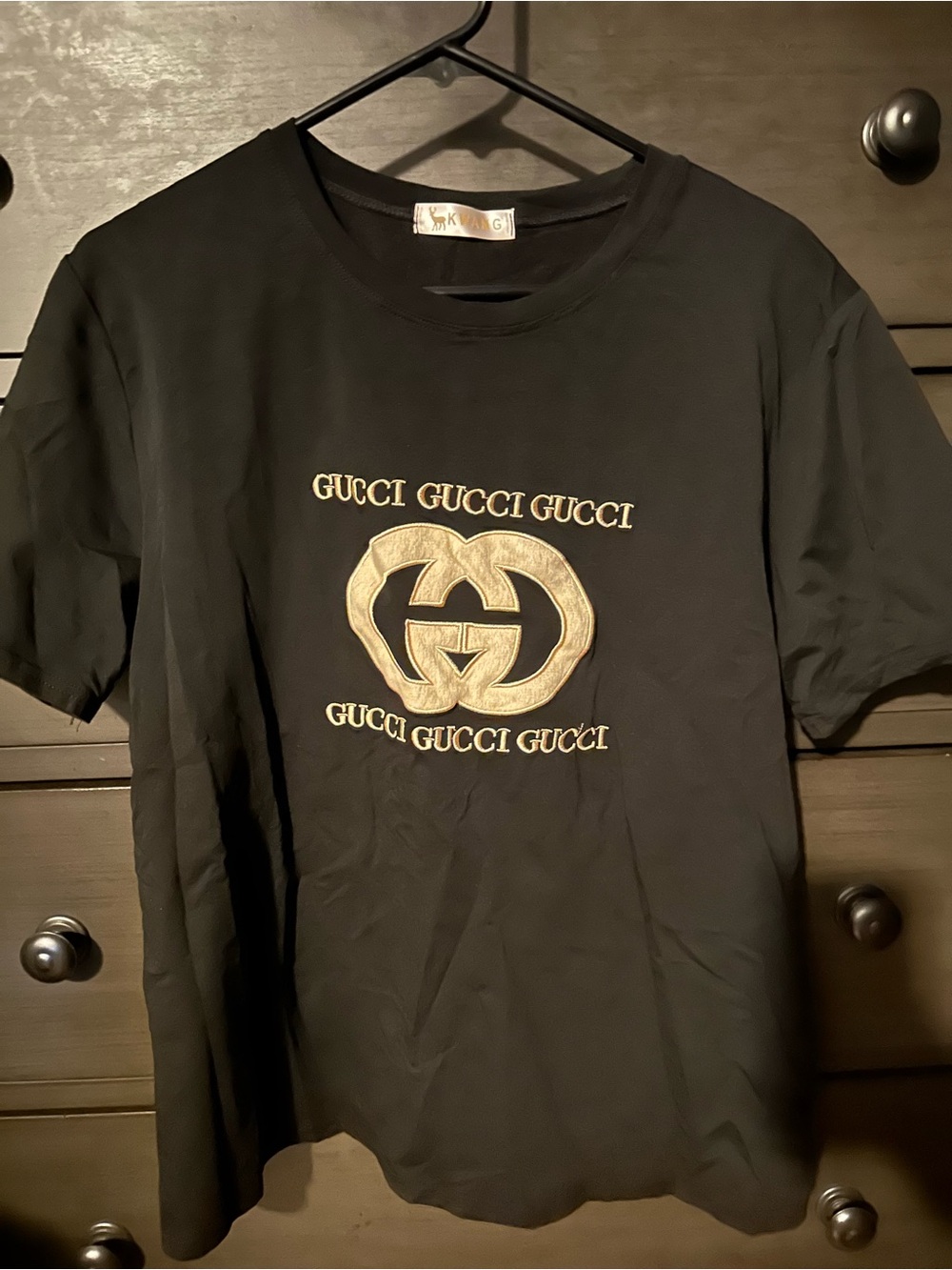 Black Tee with Gold Double-G Logo